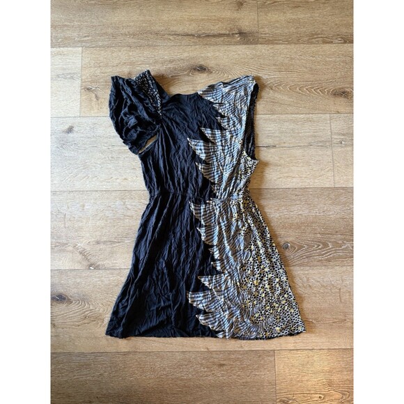 Free People Womens Black Feathered Print Sleeveless Flowy Size Medium NWT Dress - Picture 2 of 2